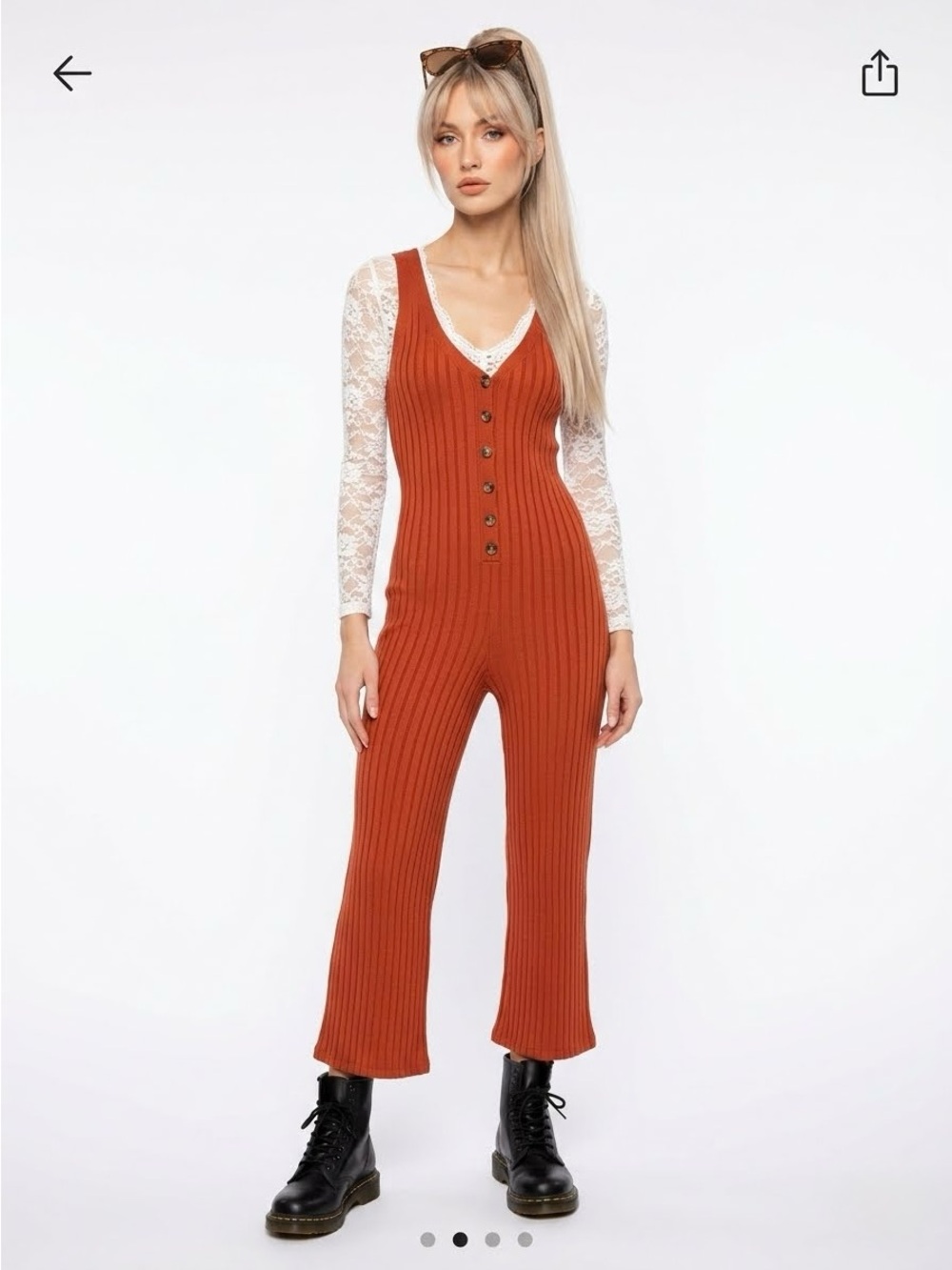 NEW🔥 Burnt Orange Ribbed 🧶 knit jumpsuit